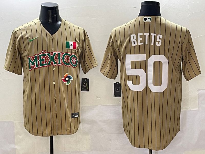 Men Mexico #50 Betts Brown Stripe Joint Name 2025 Nike MLB Jersey style 6